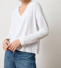 Lilla P - Women's Long Sleeve Cut Edge V-neck Tee