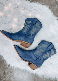 SHU SHOP Women's Zahara Block Heel Western Boot in denim - women's shoe - view 6