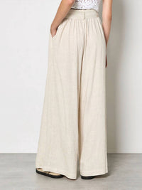 Apricot - Wide Leg Linen Trousers