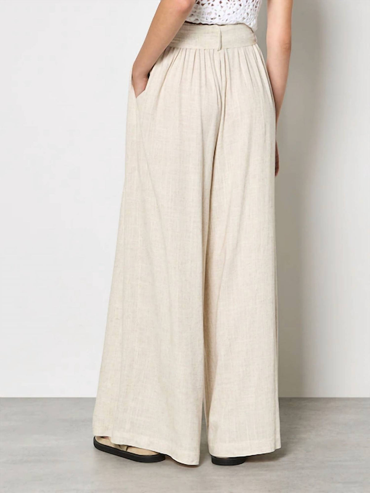 Apricot - Wide Leg Linen Trousers