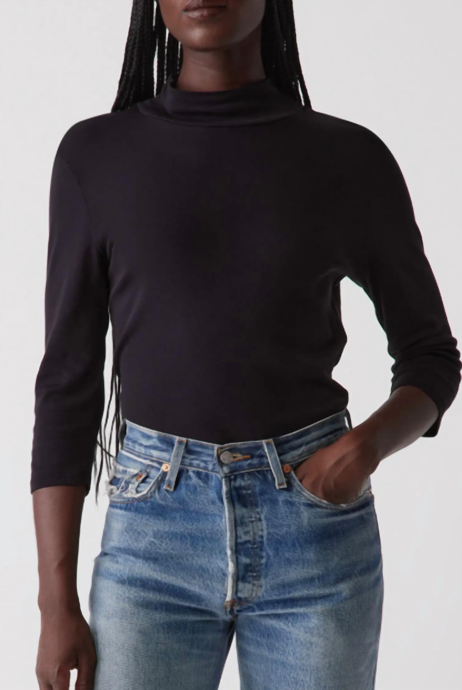 Michael Stars - Nico 3/4 Sleeve Mock Neck