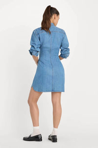 Good American - Denim Wrap Shirt Mini Dress