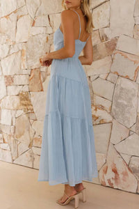 Anna-Kaci - Spaghetti-strap Tiered Maxi Dress