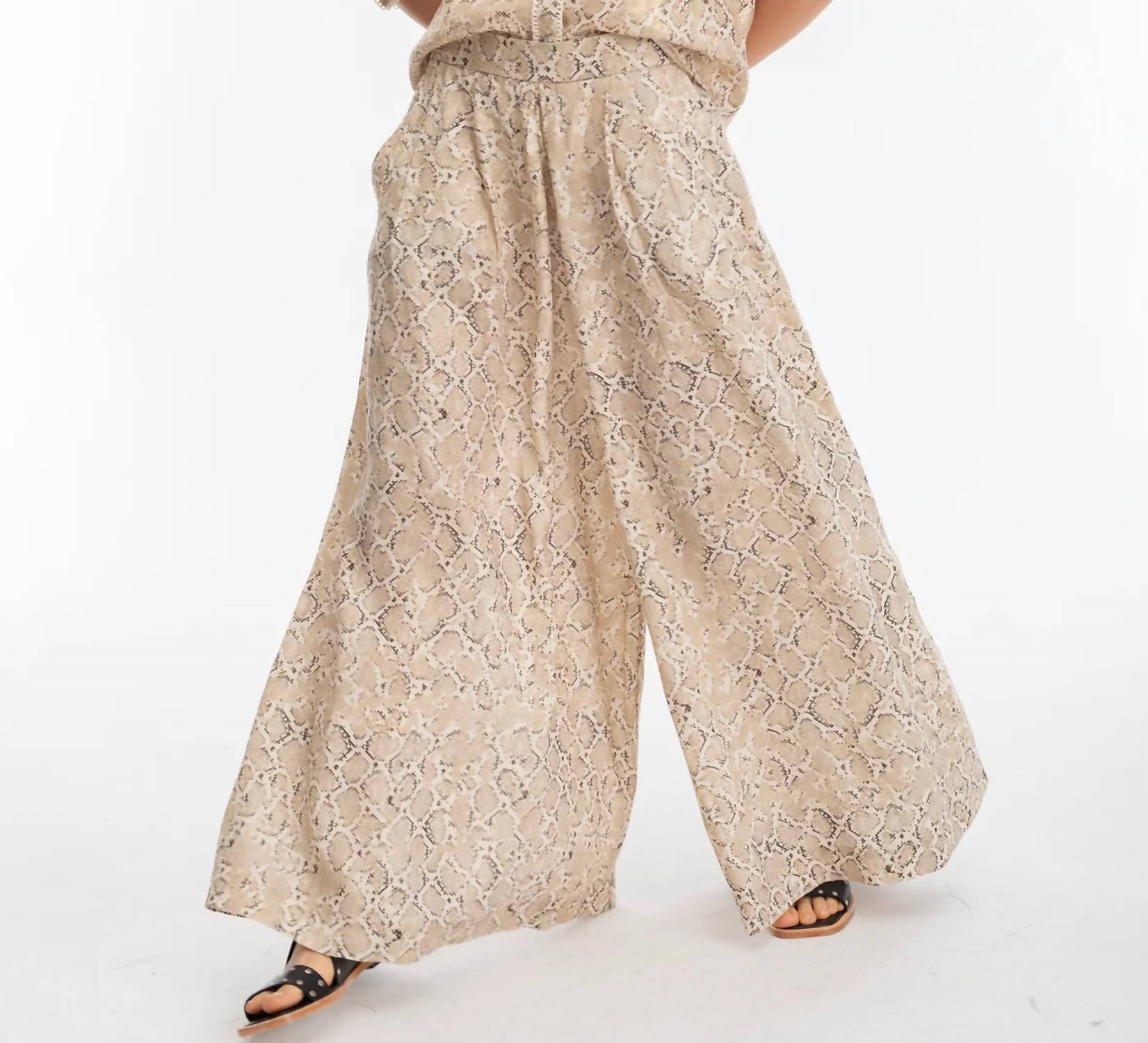 Lanhtropy - SABI METALLIC LINEN PANTS - SNAKE PRINT
