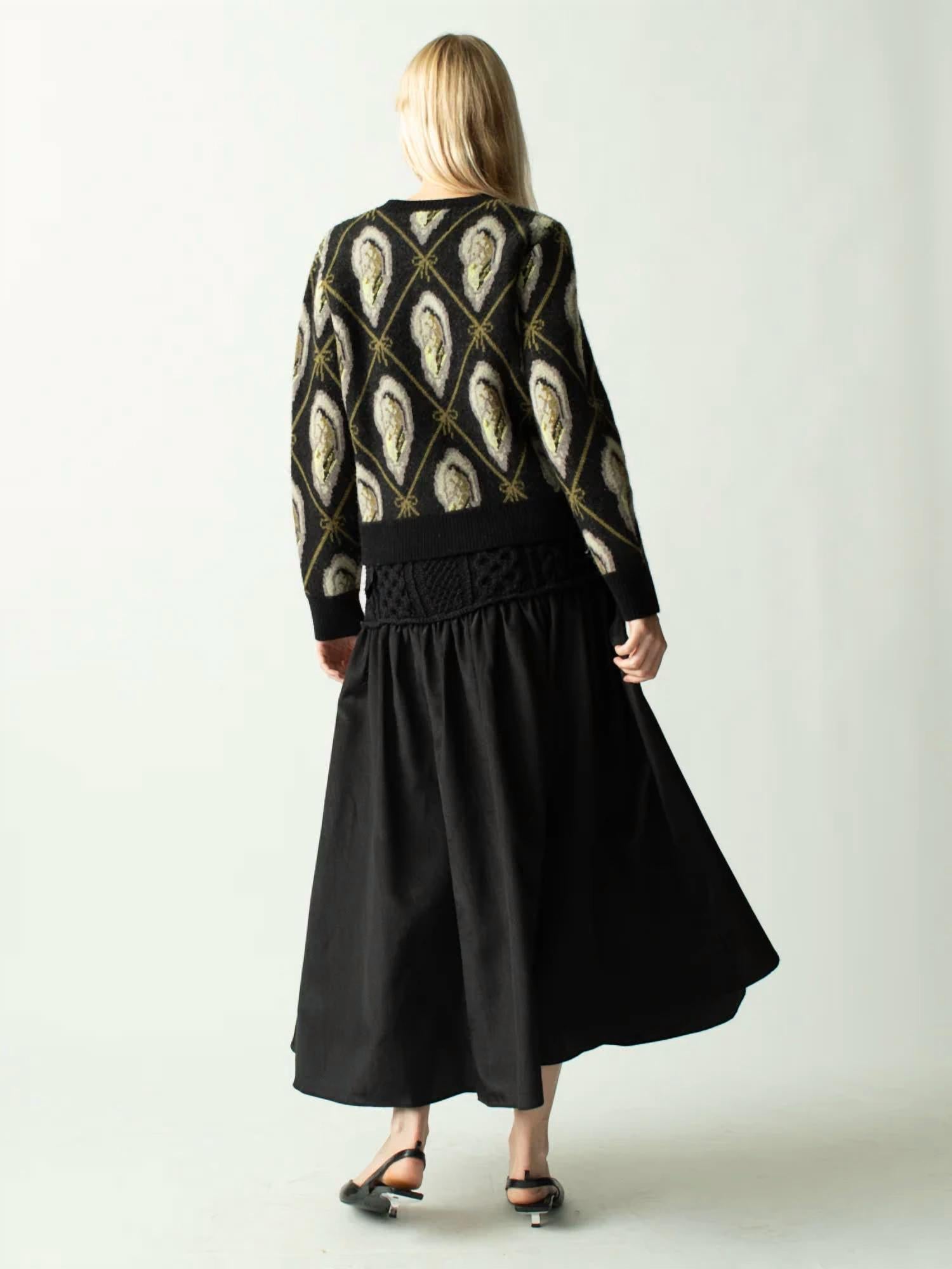 Lingua Franca - Mekas Knit Combo Drop Waist Skirt