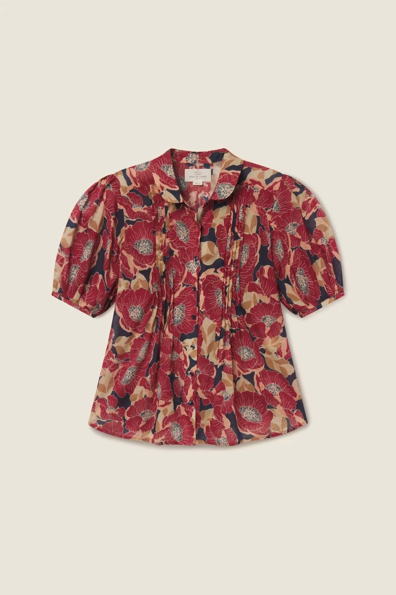 TROVATA Nadine Blouse in oleander rouge - women's blouse - view 4
