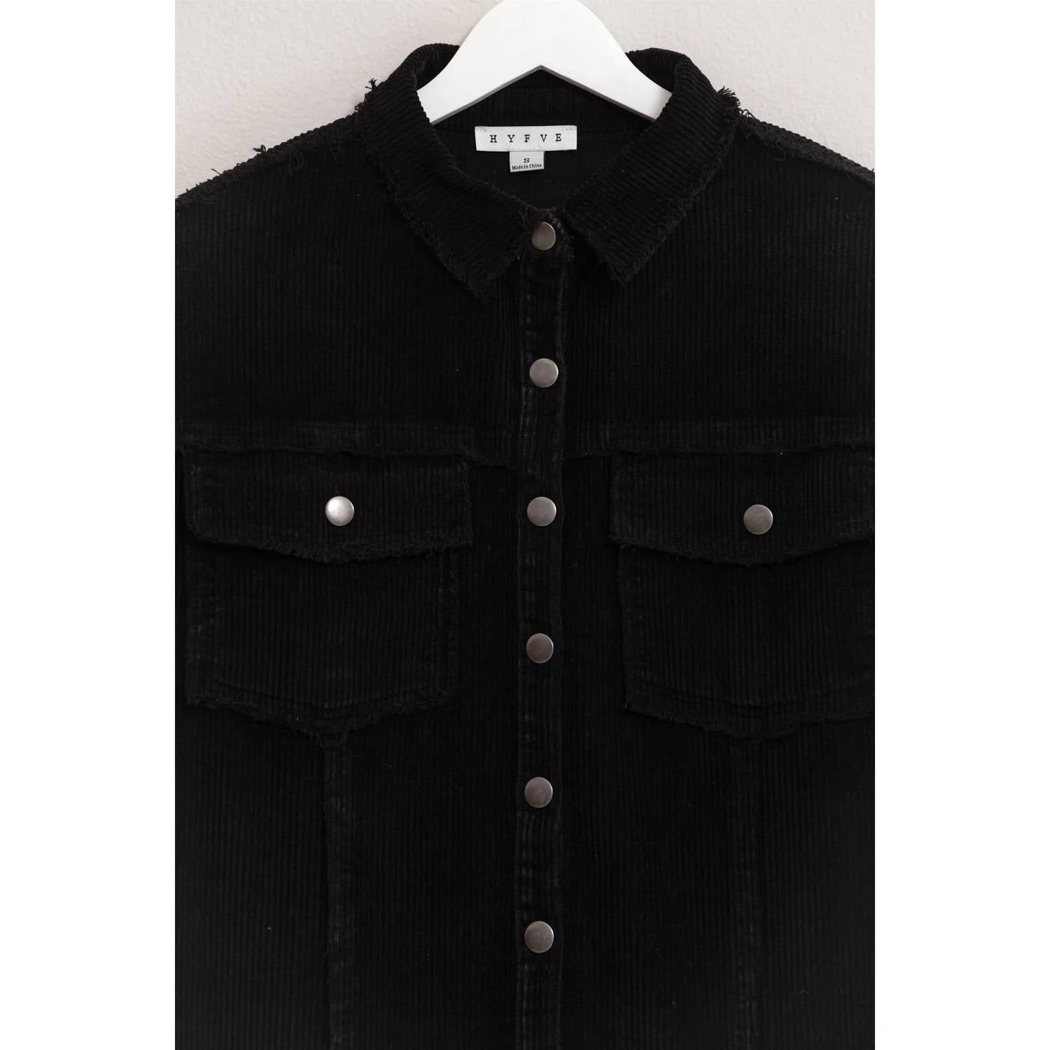 Hyfve - Women's Washed Corduroy Frayed Shacket