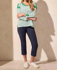 Tribal - Waffle Knit Boat Neck Top