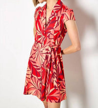 Apricot - Layered Tropical Button Dress