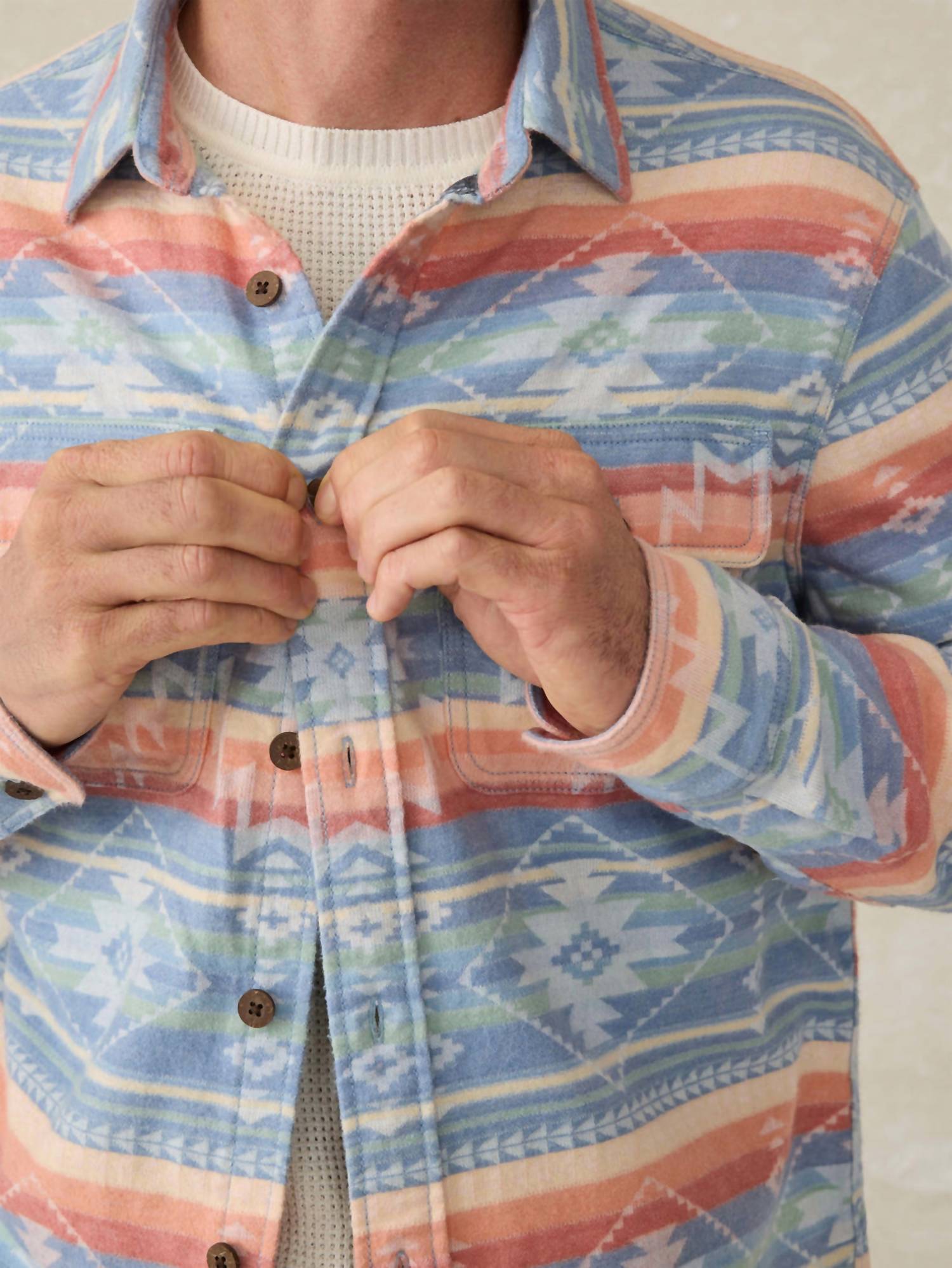 Faherty Doug Good Feather Canyon Overshirt in dusk star glow - men's shirt - alternate view