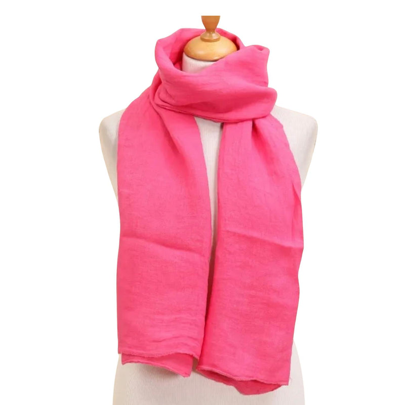 Made in Italy Women's Sheer Linen Scarf in italy women s sheer linen scarf in fushia - women's scarf