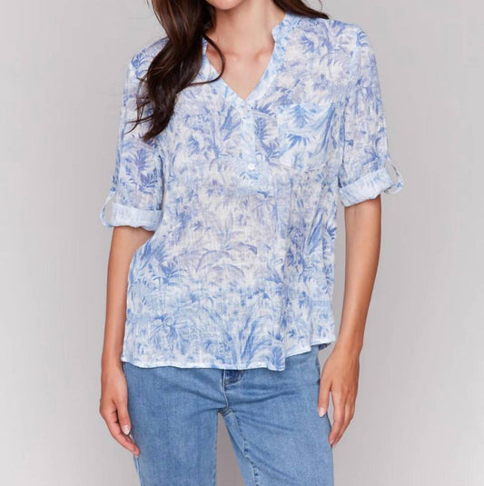 Charlie B - Roll Sleeve Cotton Gauze Blouse
