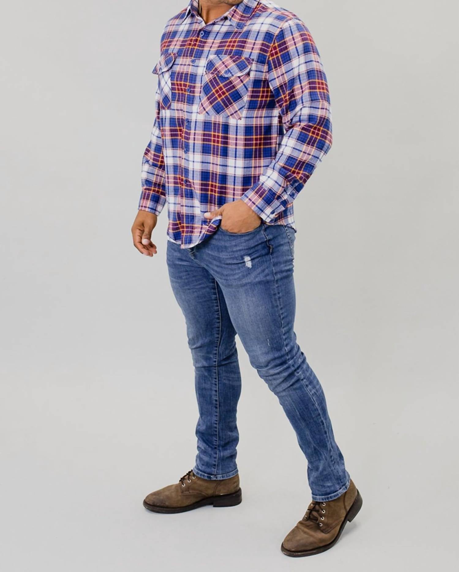 Weiv - Plaid Long Sleeve Button Down Shirt