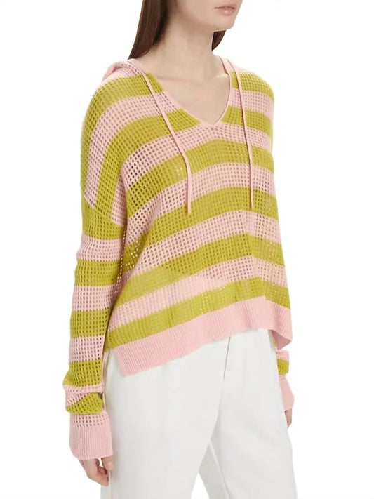 Atm - Cashmere Mesh Stripe Hoodie