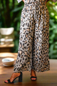 Look Mode Usa - Cheetah Print Wide Leg Pants