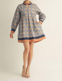 Jodifl - Ruffled Neck Floral Mini Dress