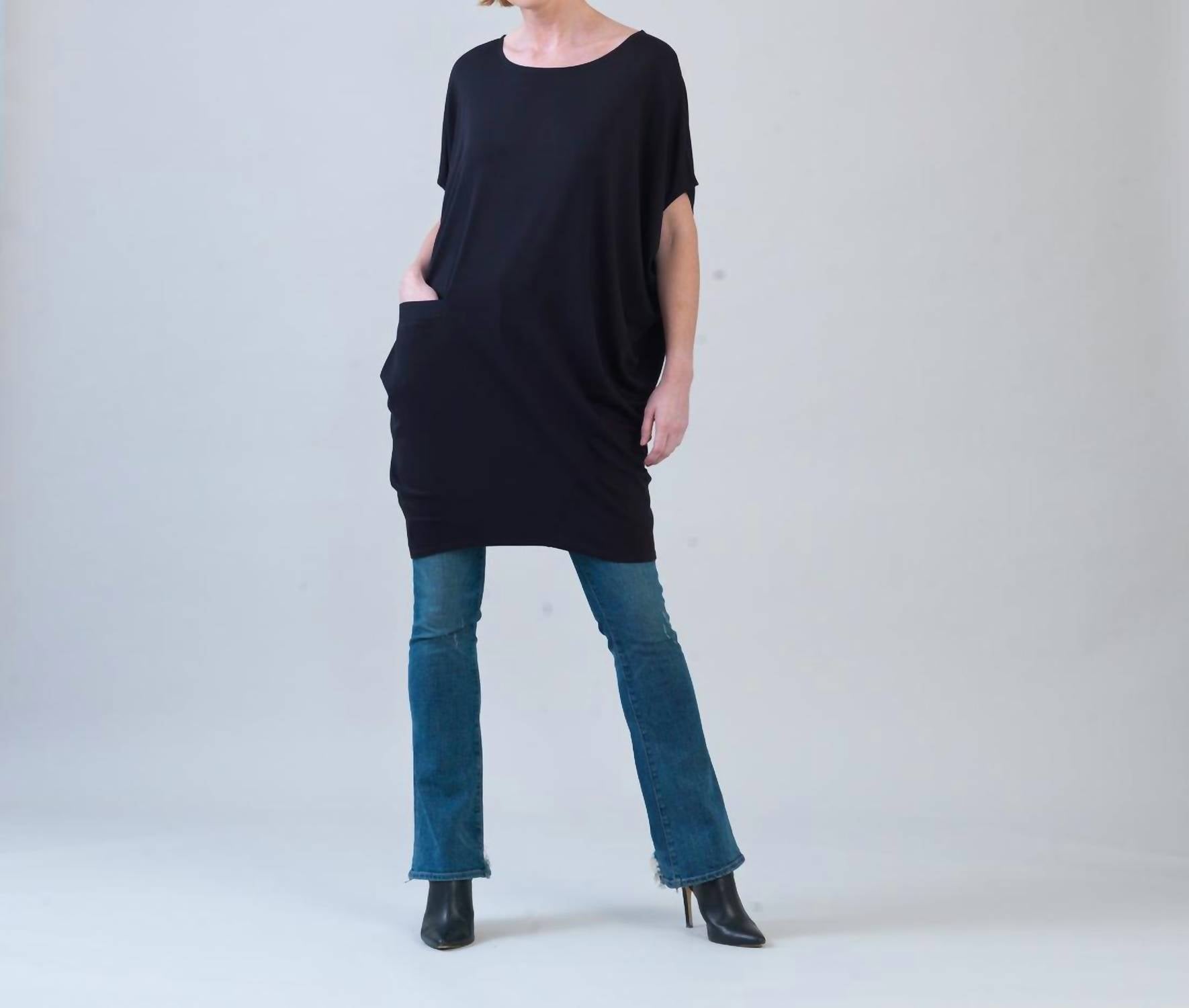 CLARA SUNWOO Architectural Pocket Tunic Dress in black - women's dress