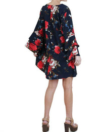 Umgee - Criss Cross Layered Ruffle Sleeve Floral Dress