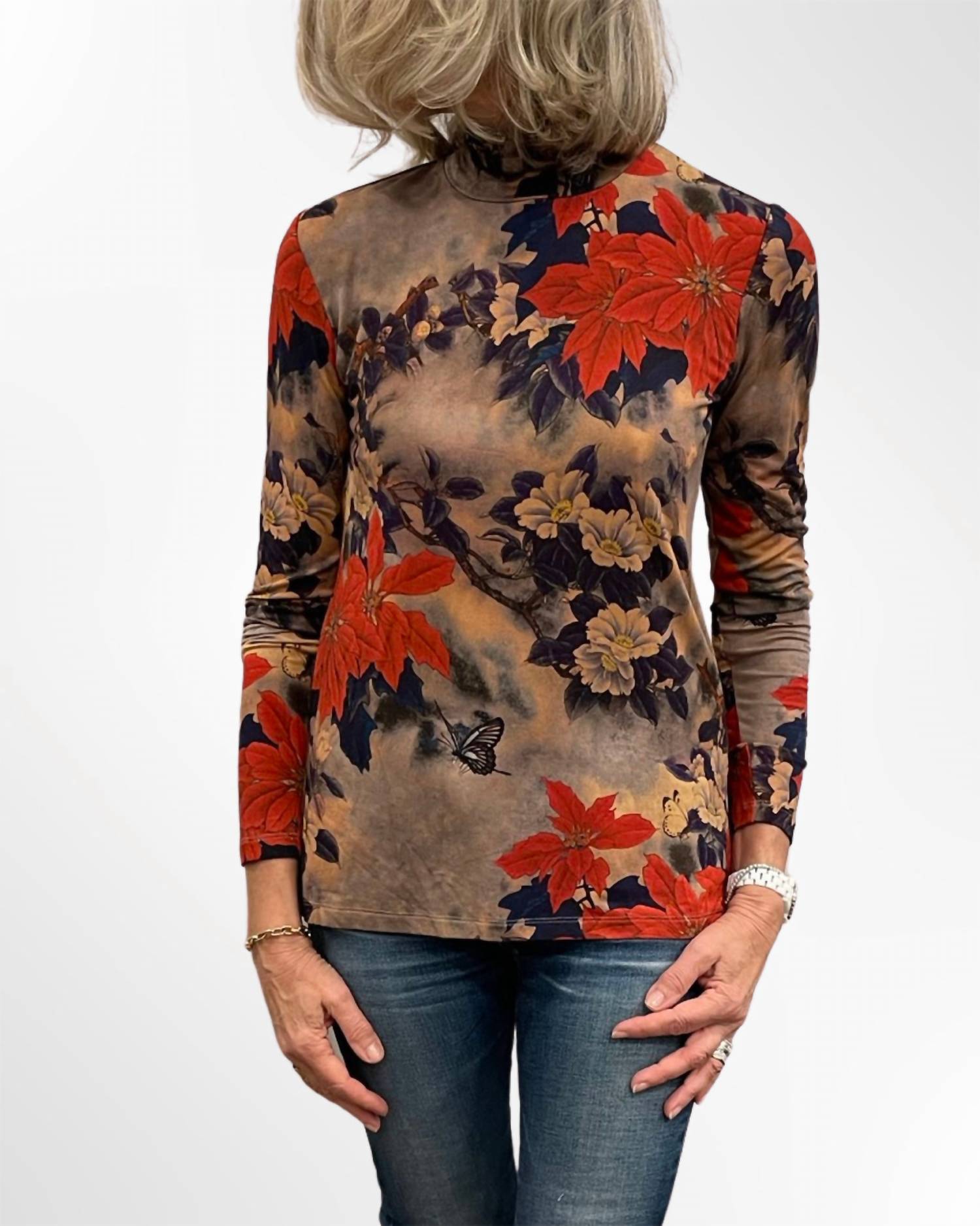 Johnny Was - CLARET MOCK NECK TOP