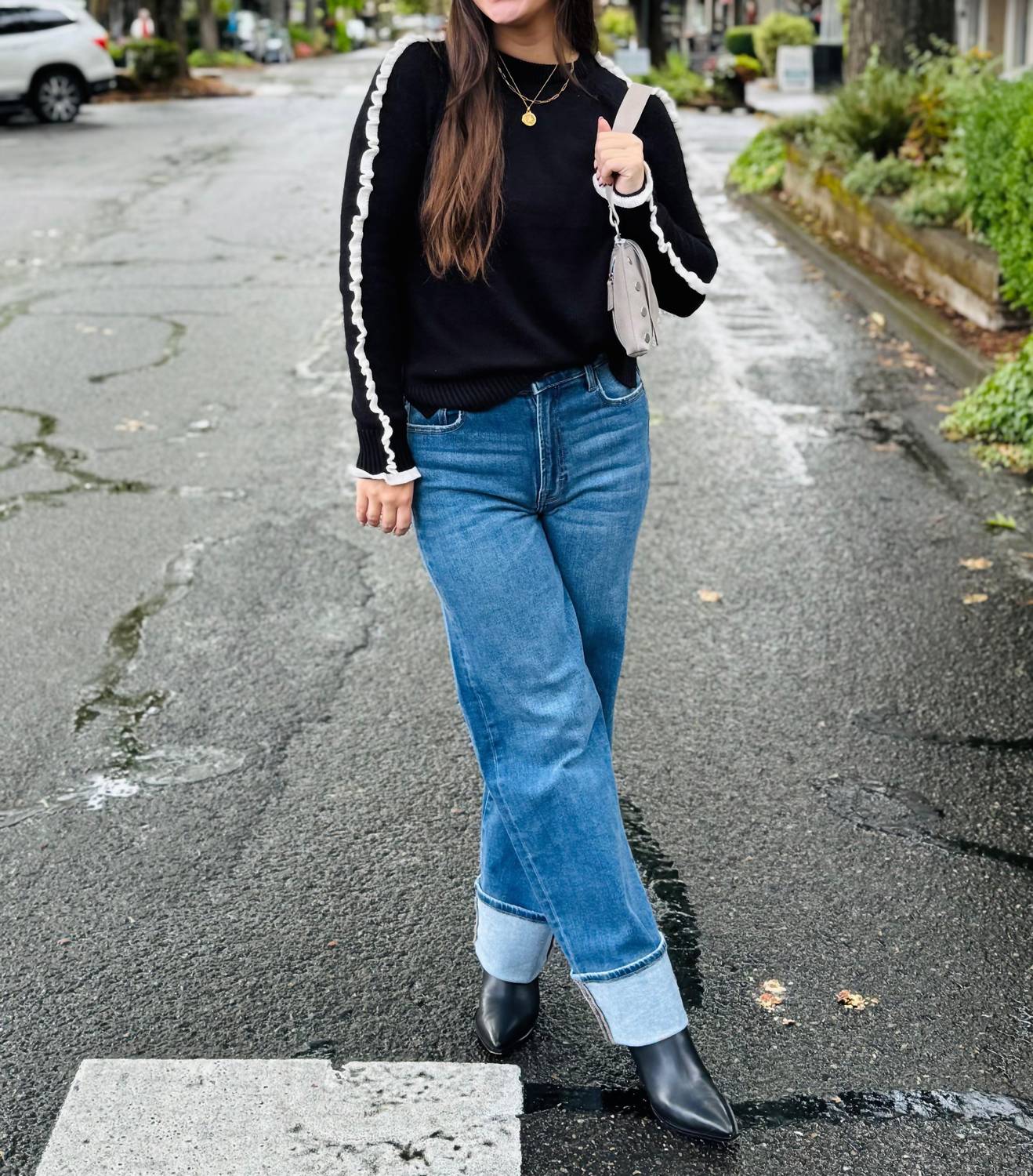 Nic + Zoe - Ruffled Down Sweater