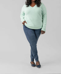 Vince - Rib Trim V-neck Sweater - Plus Size