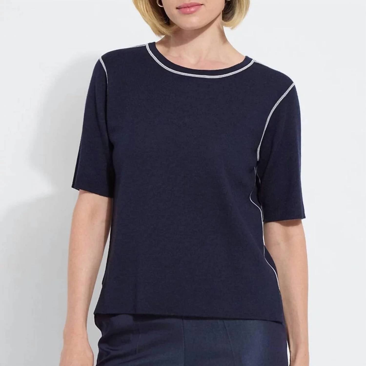 Lysse Odessa Reversible Tee in navy grey - women's t-shirt
