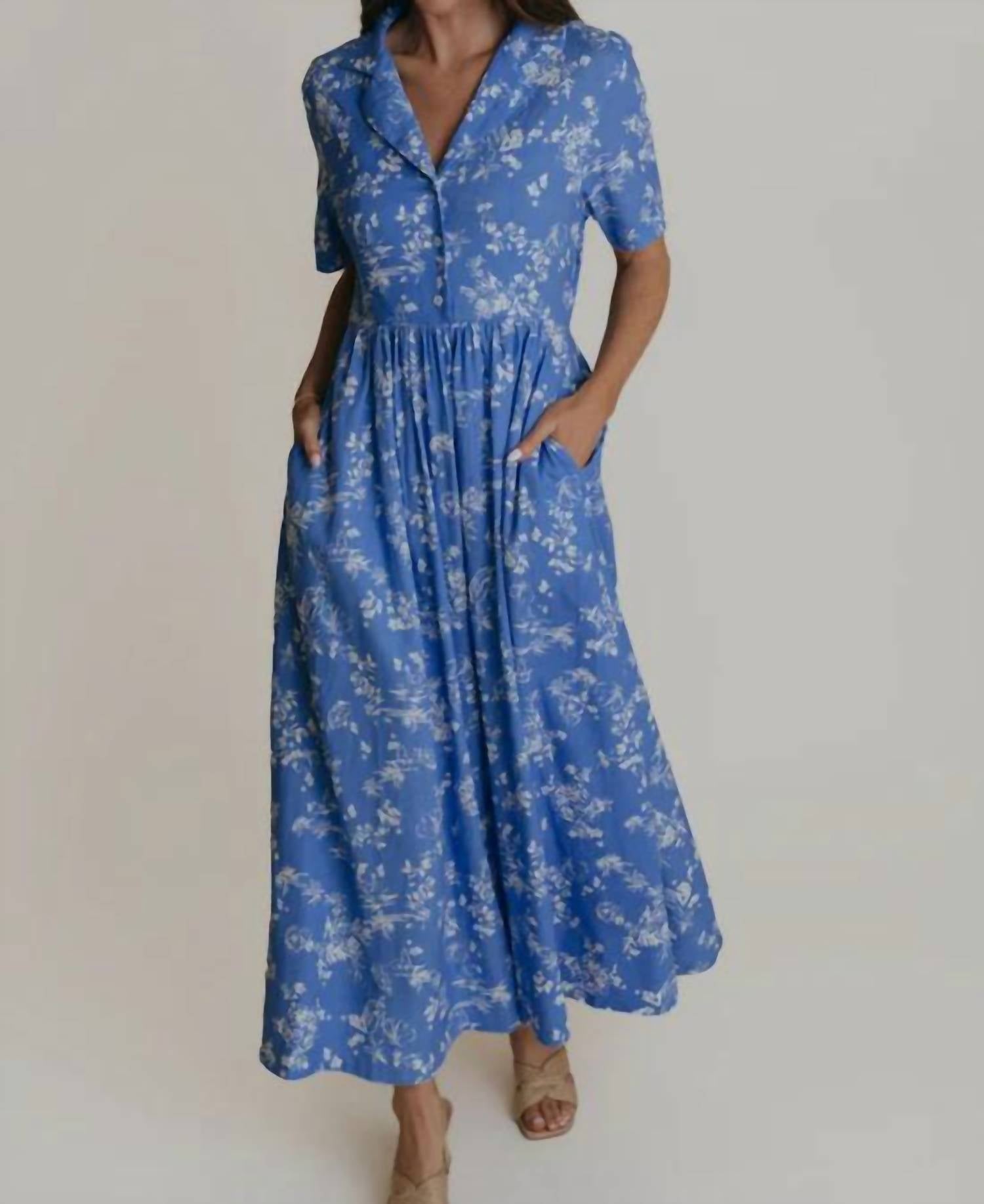 LAROQUE Day Dress in coastal toile - women's dress