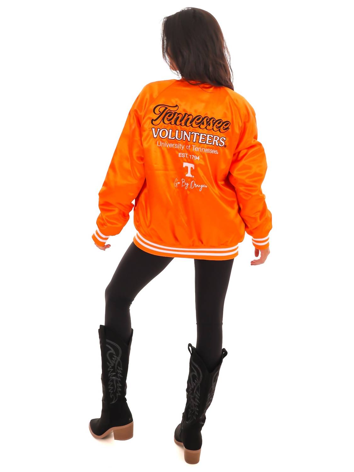 LivyLu Vols Embroidered Satin Jacket in orange - women's jacket - view 6