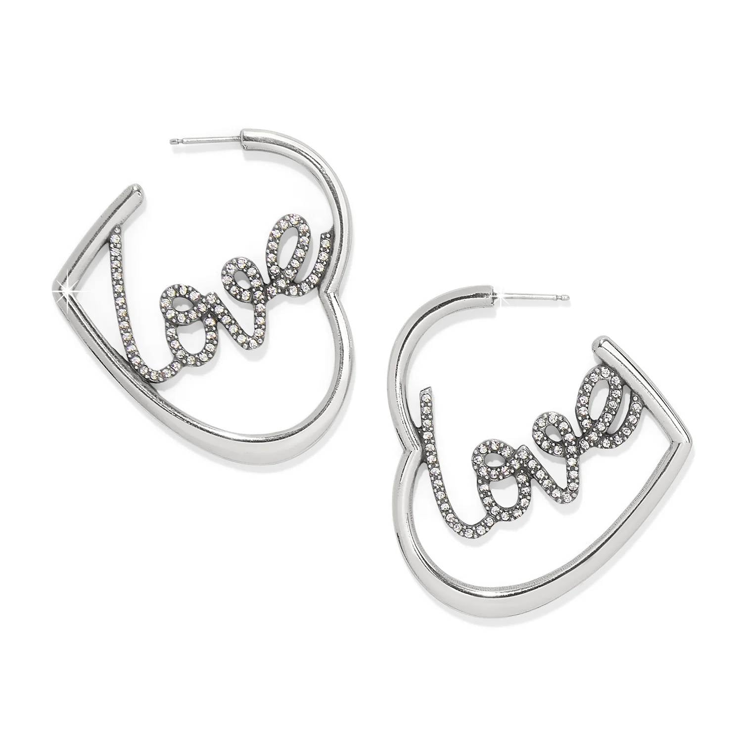Brighton - Women's Love Script Sparkle Hoop Earrings