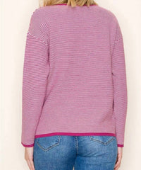 STACCATO Ayers Boatneck Long Sleeves Sweater in berry - women's sweater - detail view