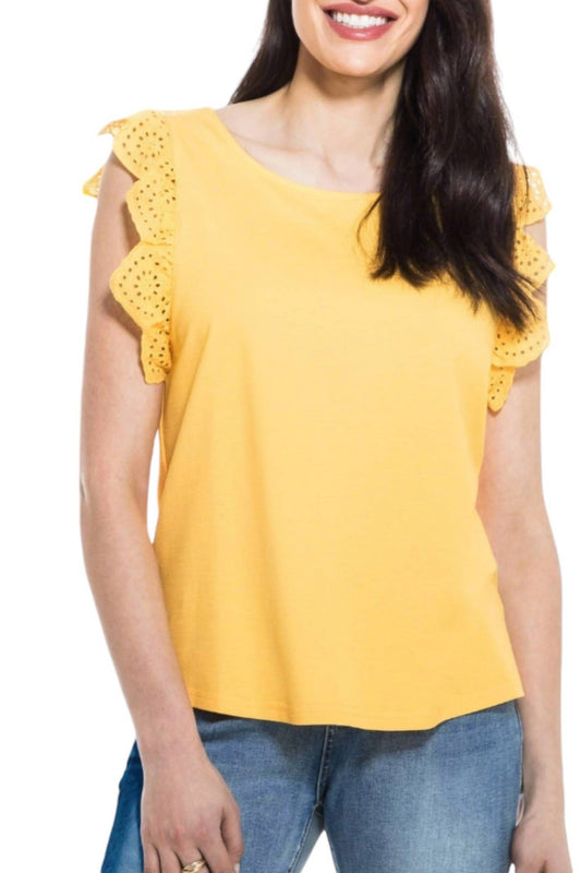 Orly - Eyelet Sleeve Tee Top