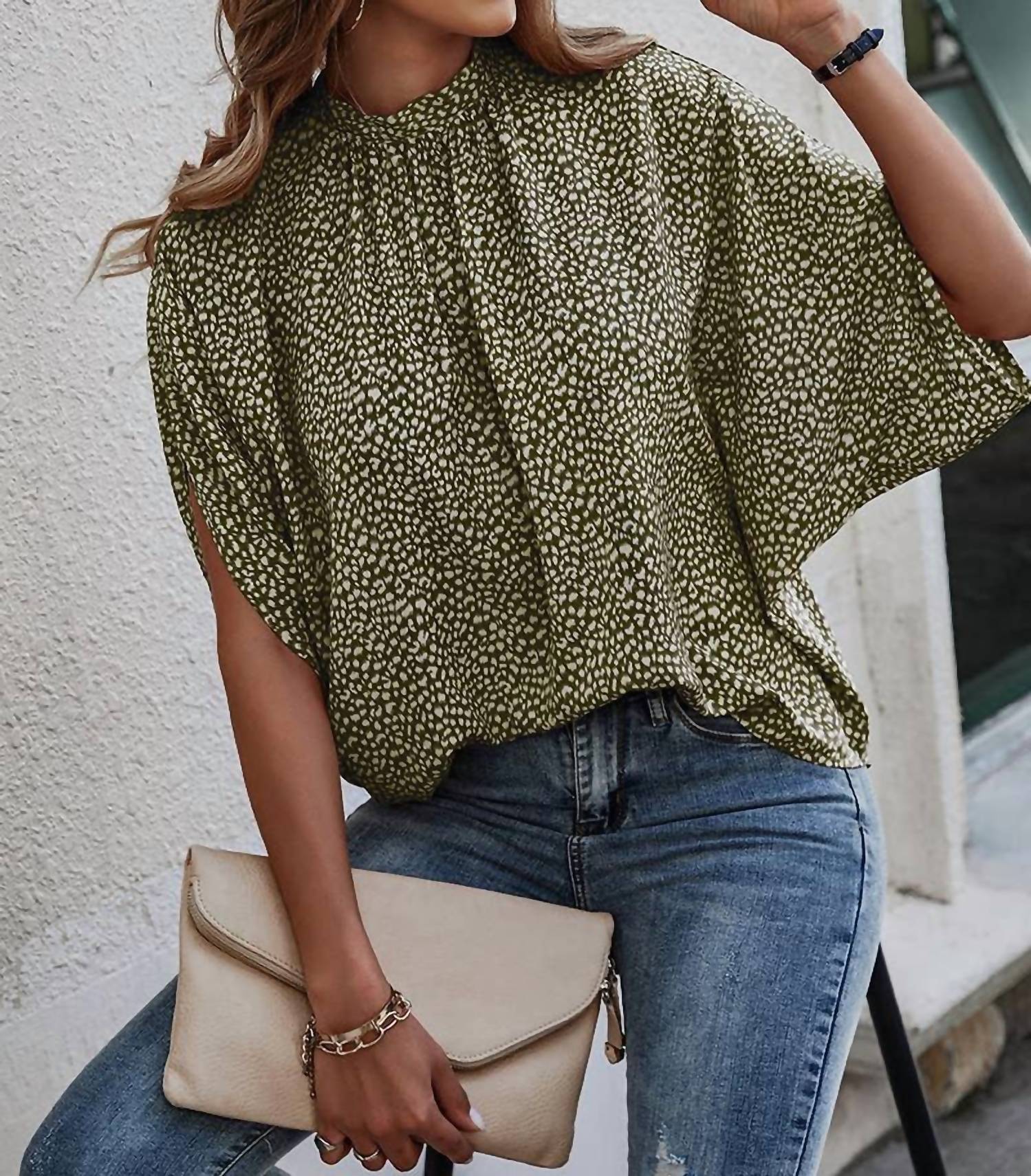 Supreme Fashion - Solid Cape Short Sleeve Loose Top