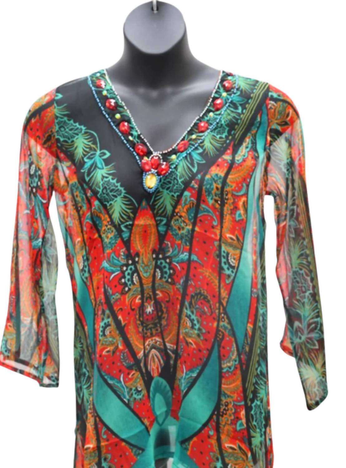 NF Women's Vibe Mesh Top in green - women's blouse - detail view