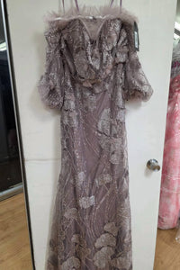 Terani Couture - Glamorous Evening Off-shoulder Long Formal Beaded Tulle Dress