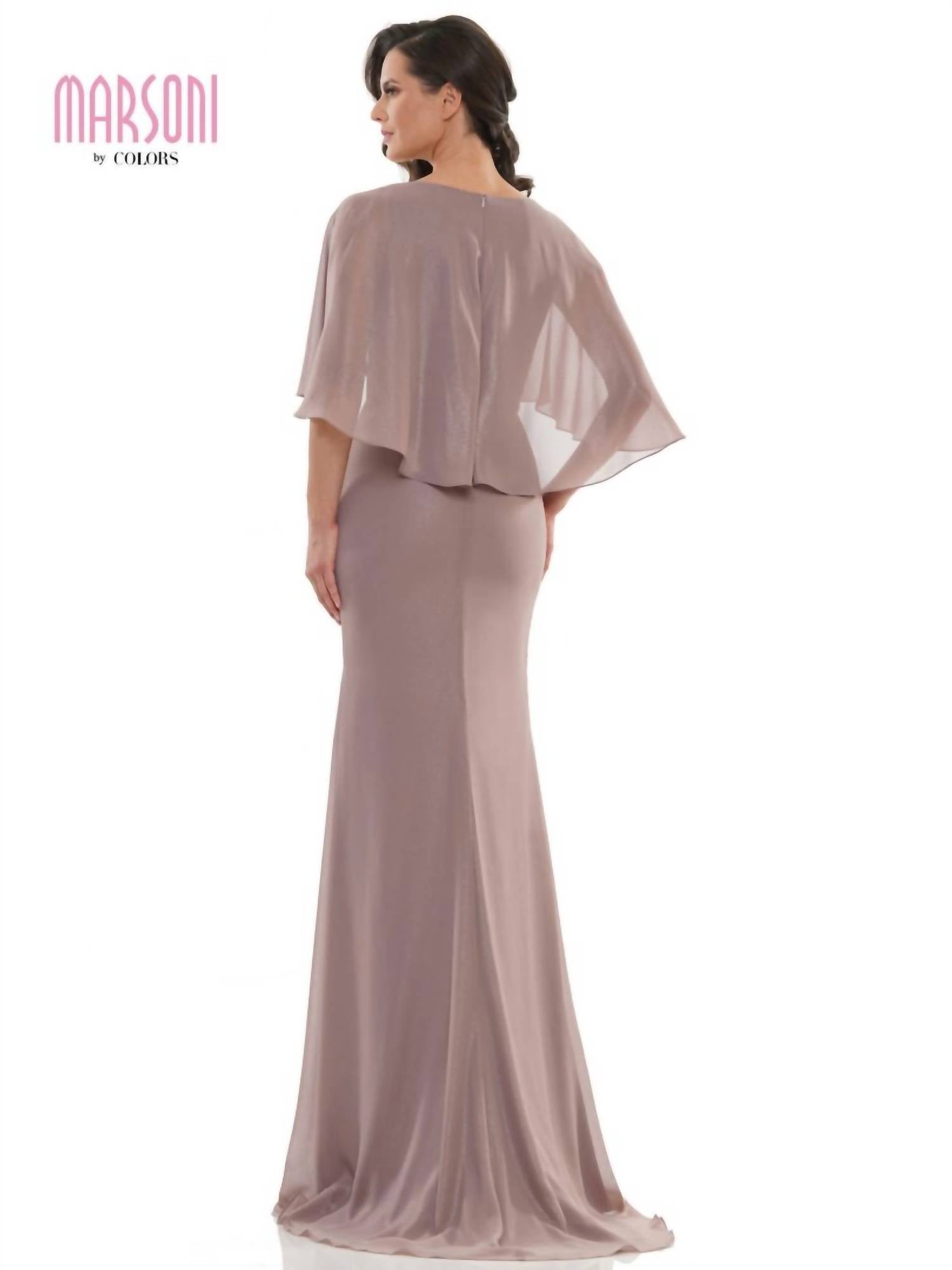 Marsoni By Colors - Sophisticated Crewneck Chiffon Gown