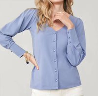 spartina 449 Rochelle Button Front Top in lakeside blue - women's blouse