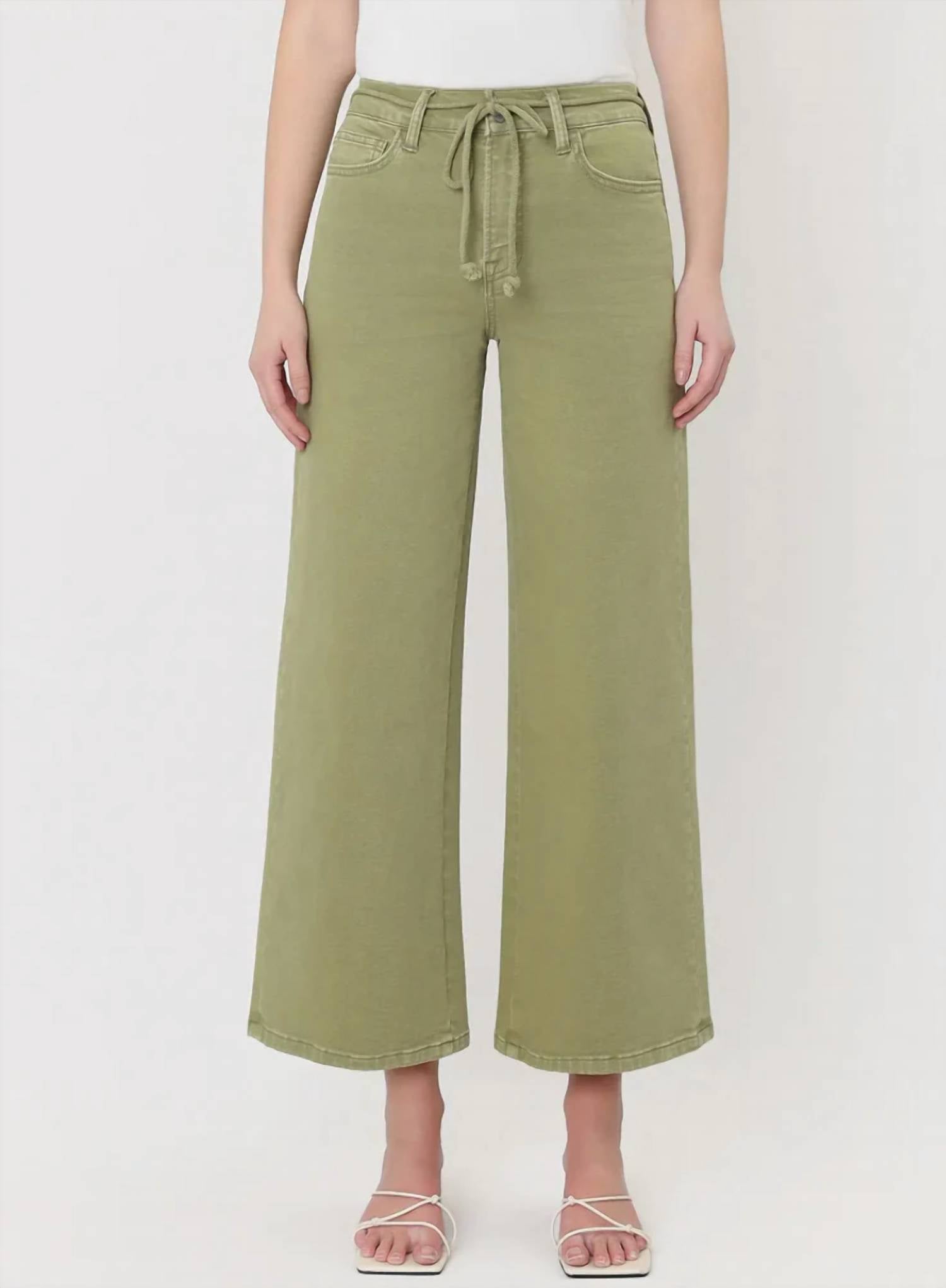 Vervet By Flying Monkey - High Rise Drawstring Crop Wide Leg Jean - Plus