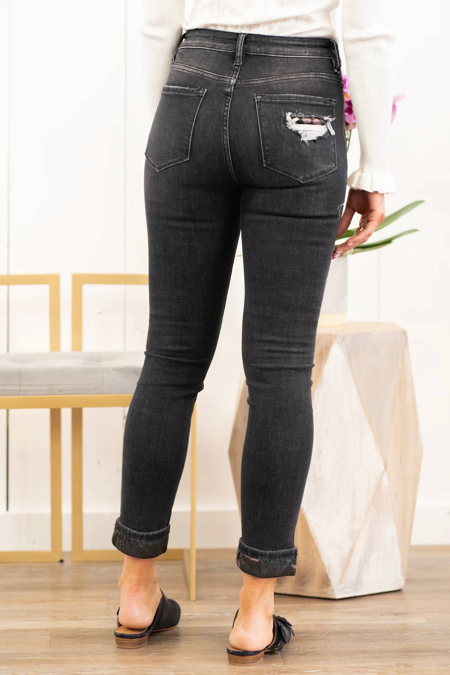 Vervet By Flying Monkey - Hustler Camo Print Cuffed Ankle Skinny Jeans