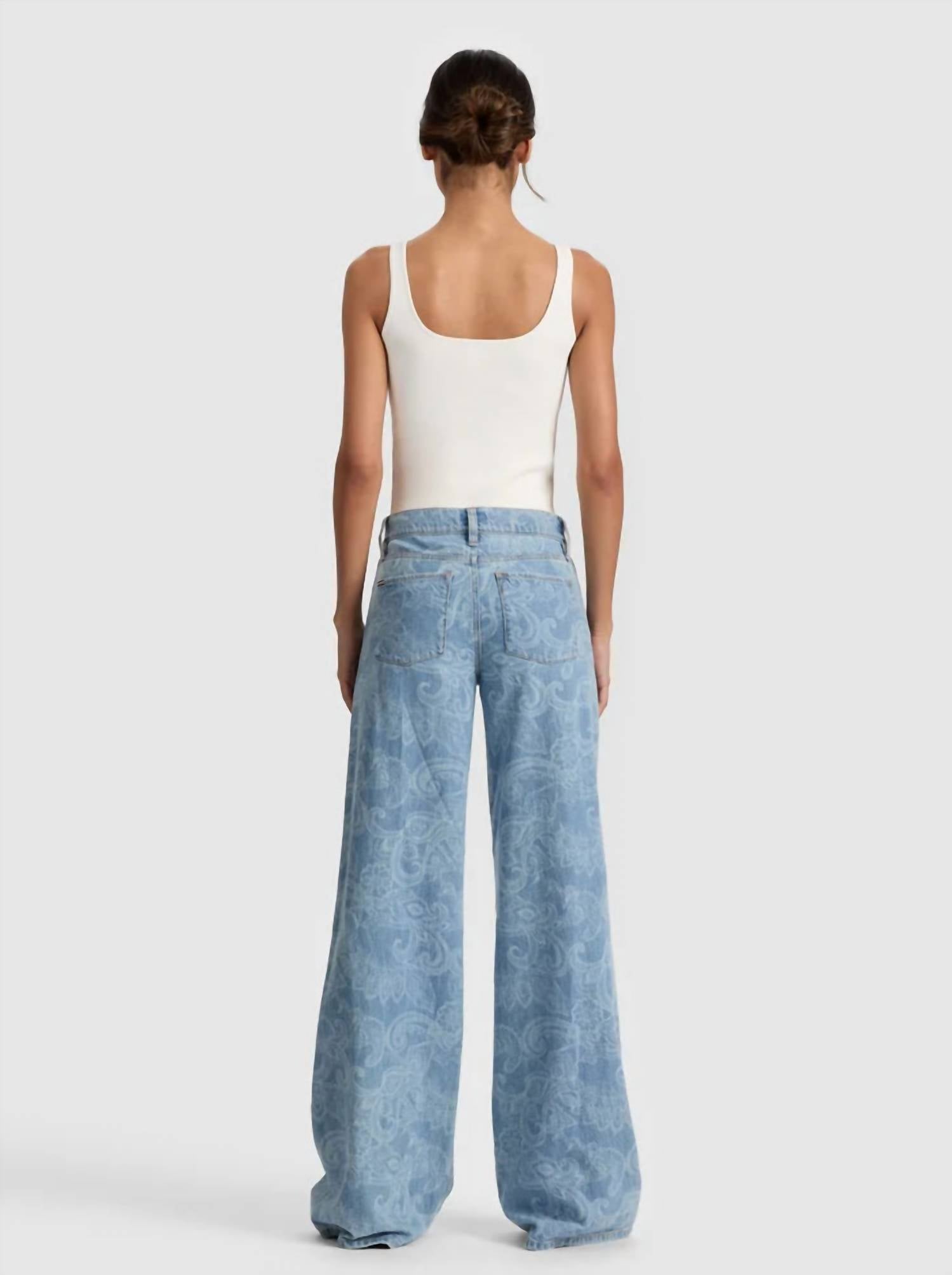 alice + olivia Amazing Baggy Jean in laser paisley - women's jeans - detail view
