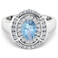 Diana M Jewels Women's Oval Natural Aquamarine Fashion Ring (1.52 Ct) - Classic in 14k white gold - women's jewelry