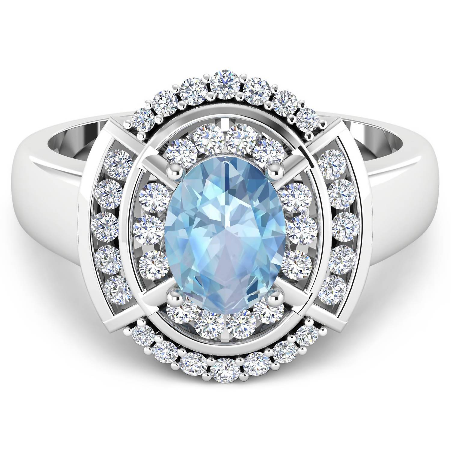 Diana M Jewels Women's Oval Natural Aquamarine Fashion Ring (1.52 Ct) - Classic in 14k white gold - women's jewelry