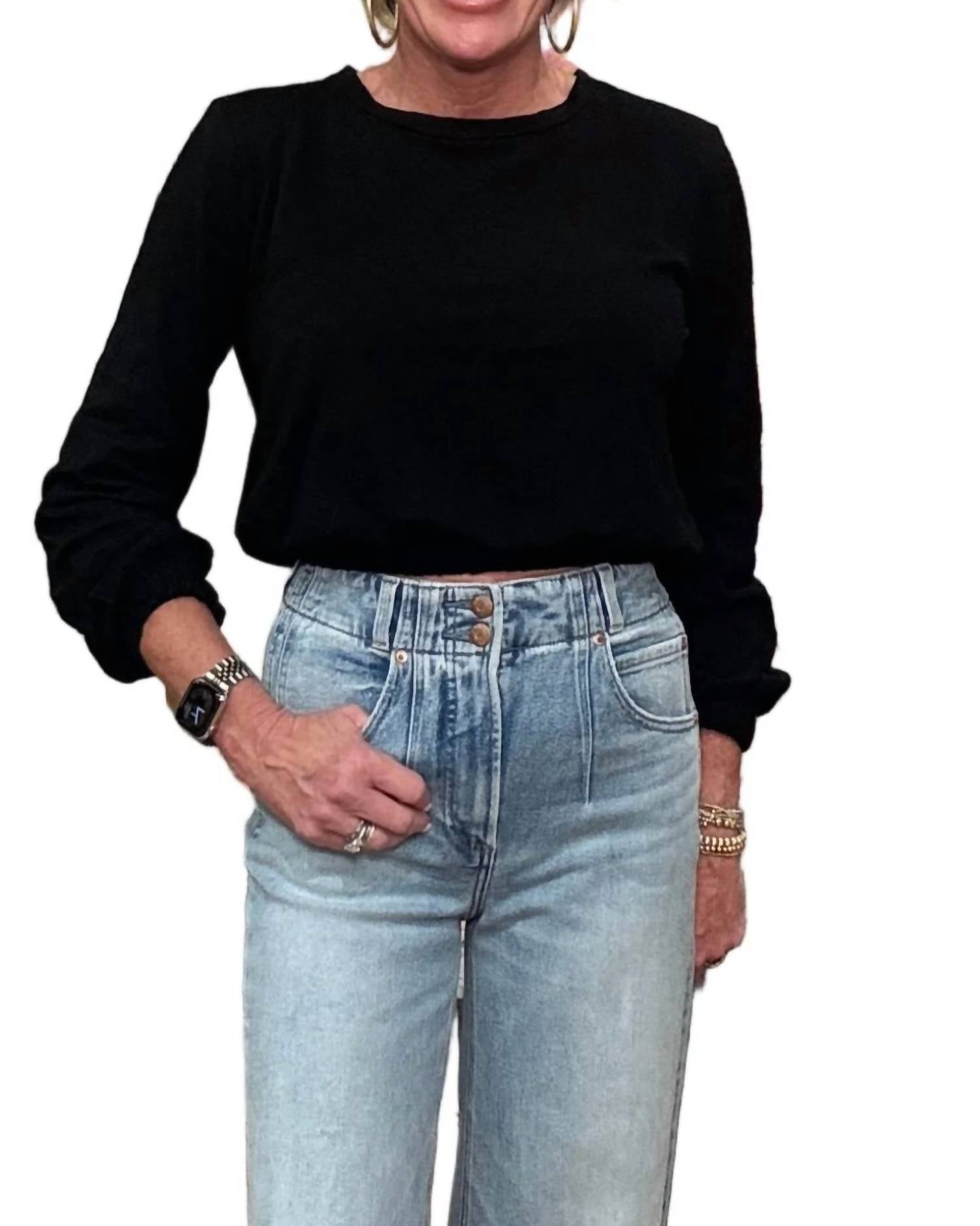 Bobi - Long Sleeve Elastic Hem Tee