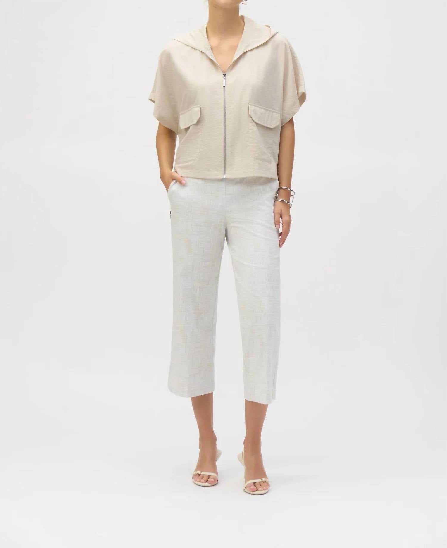 Joseph Ribkoff - Nylon Hooded Short Sleeve Boxy Jacket