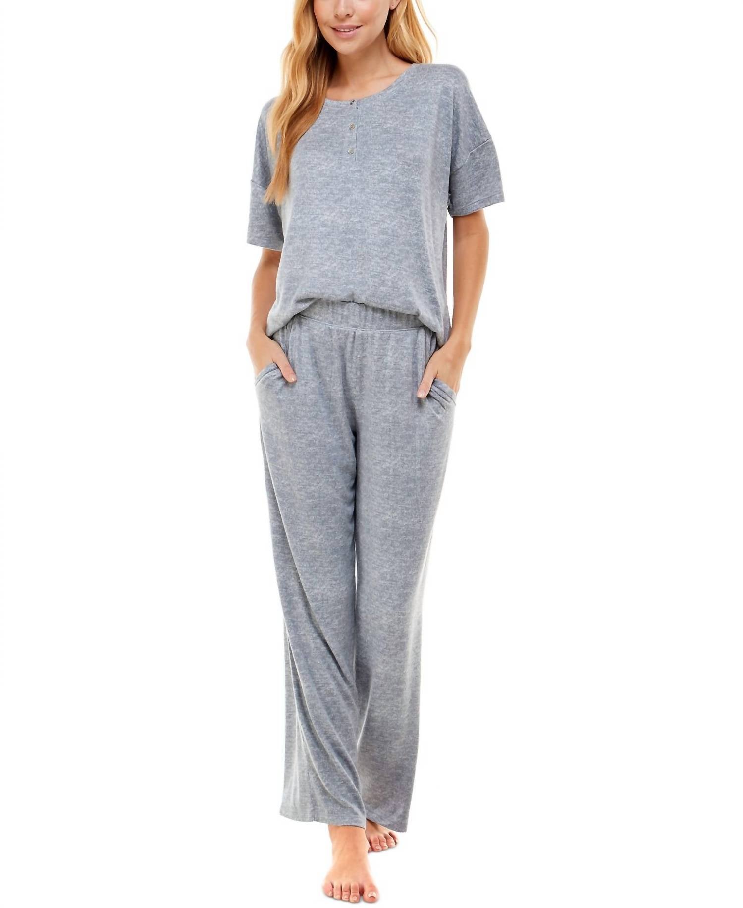 Roudelain - Printed Henley Top & Matching Pants Pajama Set