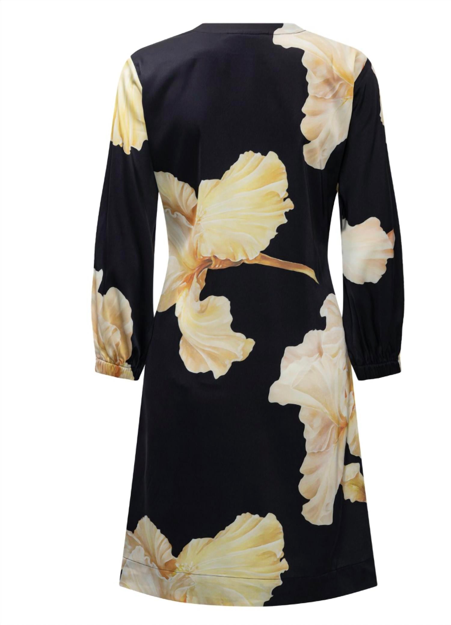 Karmamia FAYE MINI DRESS in gold maxi flower - women's dress - detail view