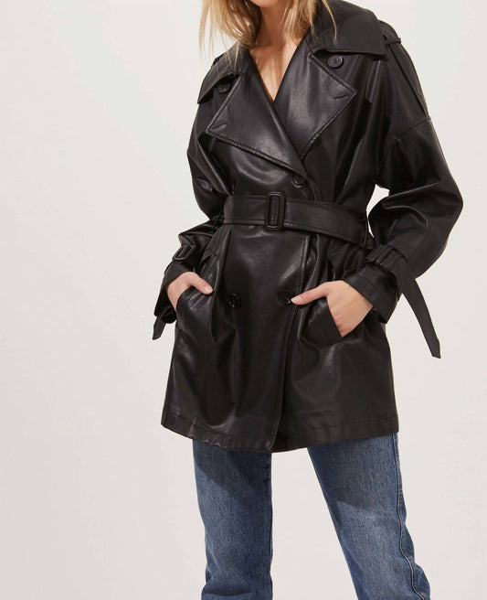 Astr - PEORIA BELTED FAUX LEATHER JACKET