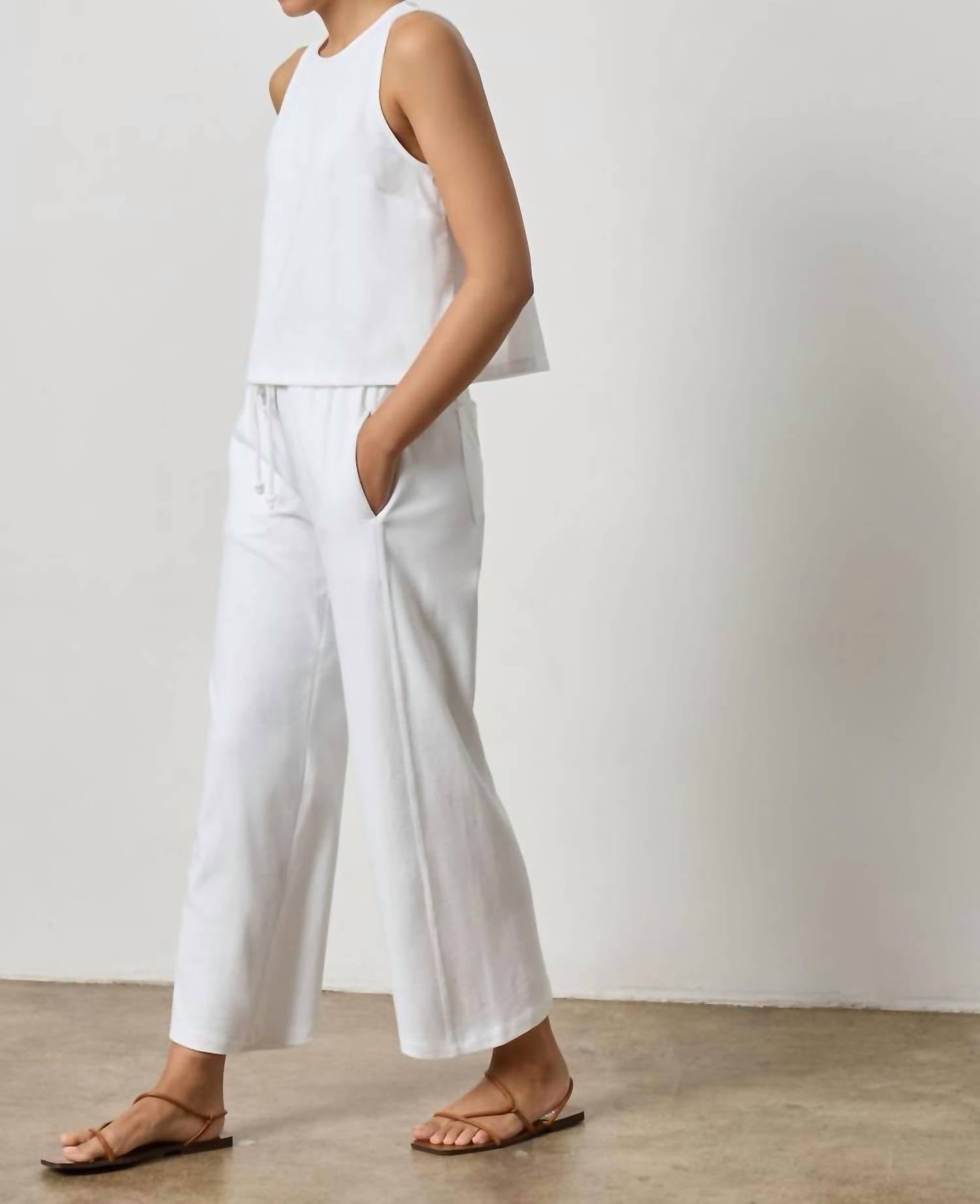 Lilla P Mixed Media Tank Top in white - women's tank top - alternate view