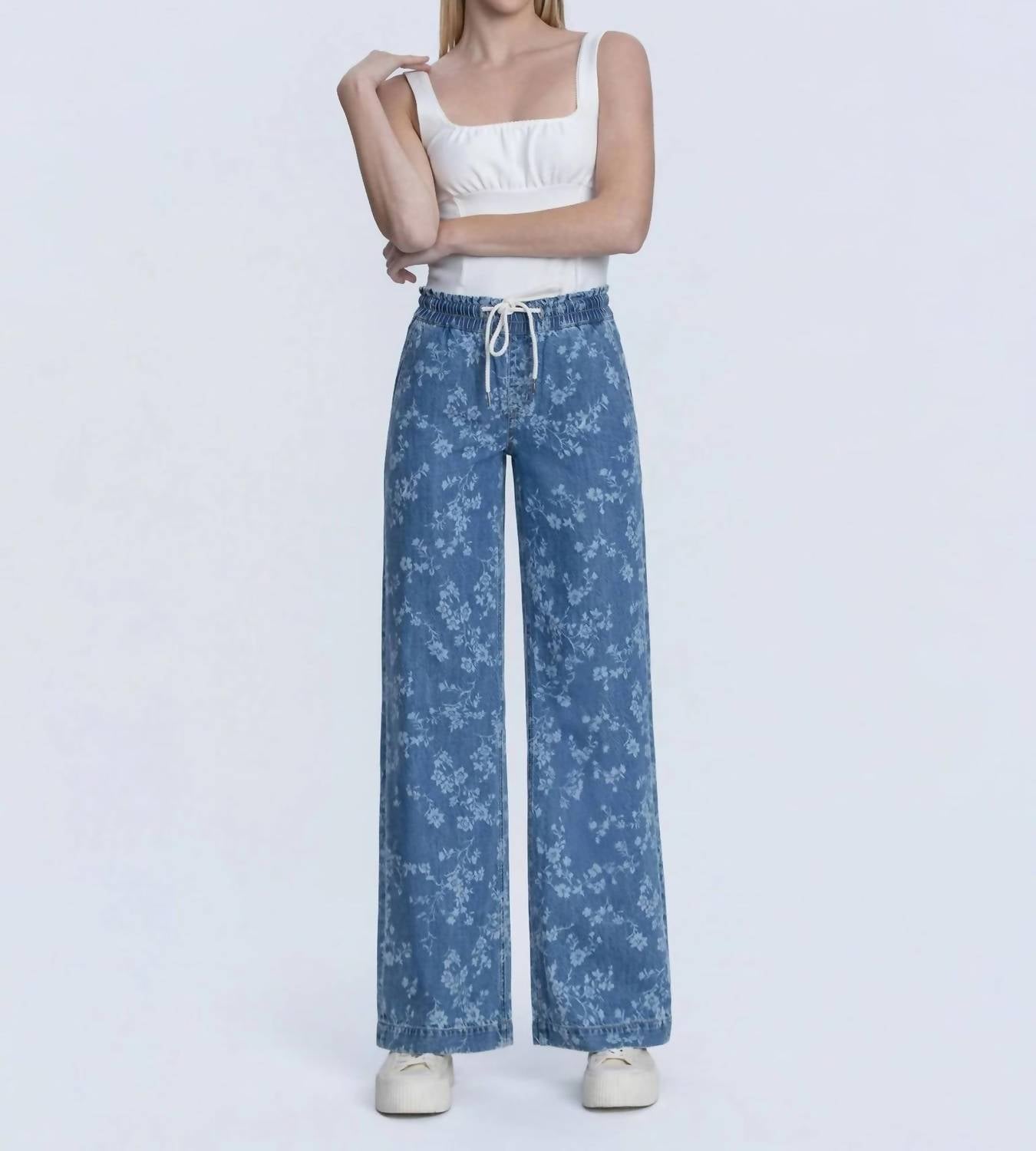 Vervet By Flying Monkey - High Rise Floral Baggy Wide Leg Jeans