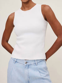 DL1961 - Women's Racer Tank Top in white - women's tank top