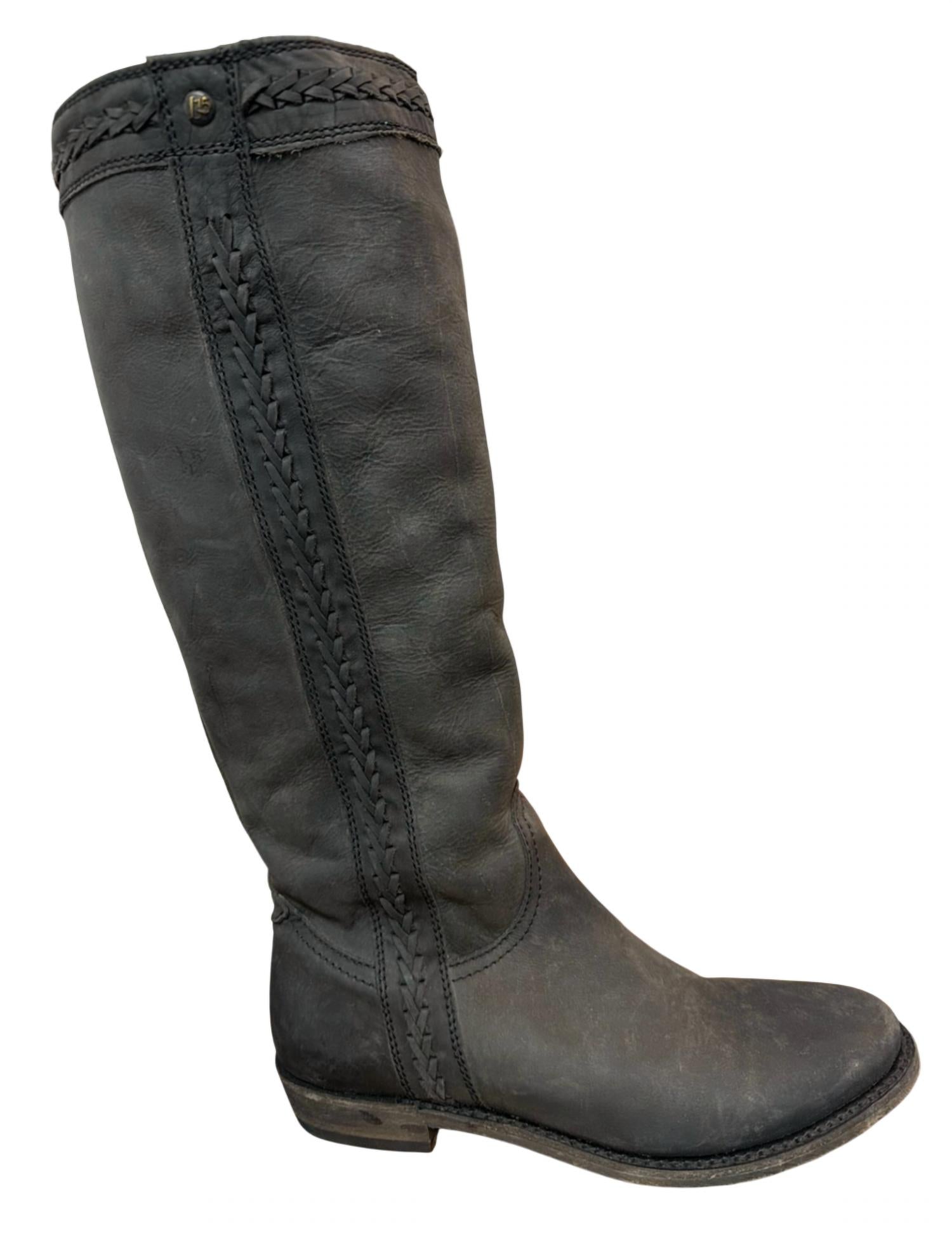 Liberty Black - Women's Tall Braided Leather Boots